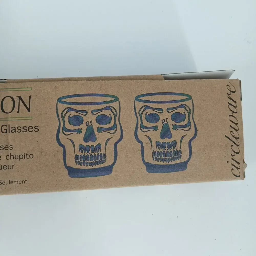 6X New Rainbow Fusion Skull Shot Glass 1.7 oz Halloween Iridescent Partyware